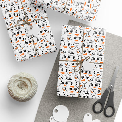 Cute Snowman Faces Wrapping Paper