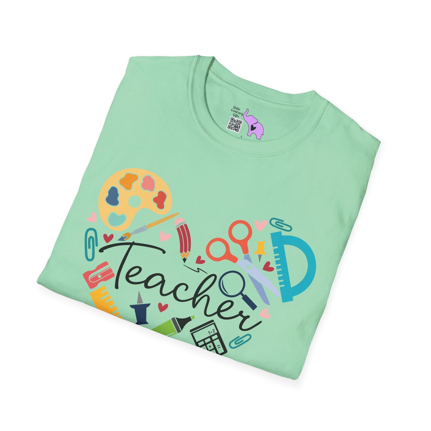 Teacher Supply Heart Adult T-shirt
