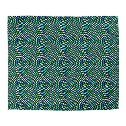 Warped Green Checkered Microfiber Duvet Cover