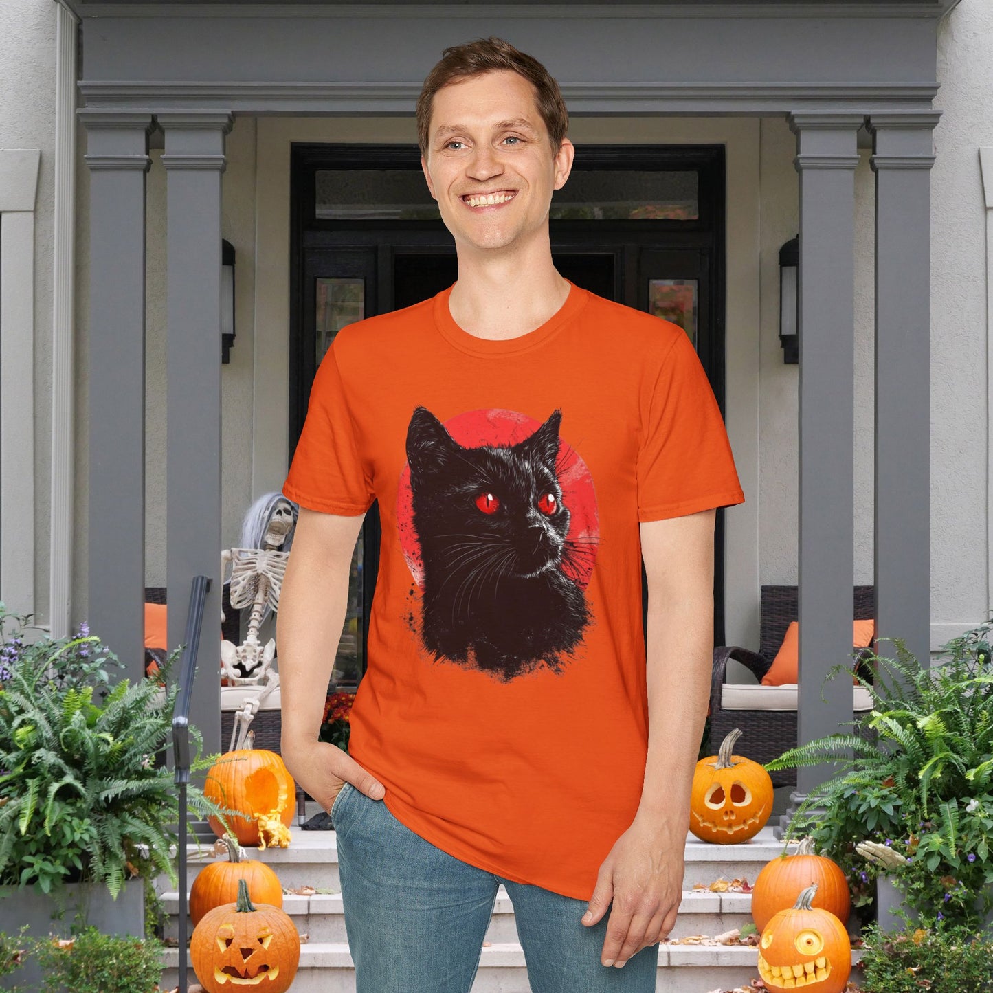 Black Cat Over Full Moon 2 Adult T-shirt
