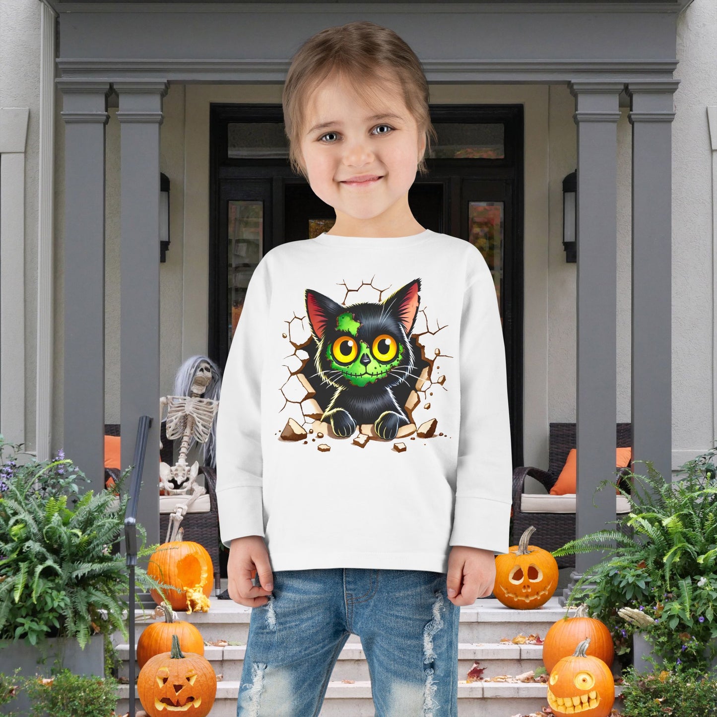 Zombie Kitty Toddler Long Sleeve Tee