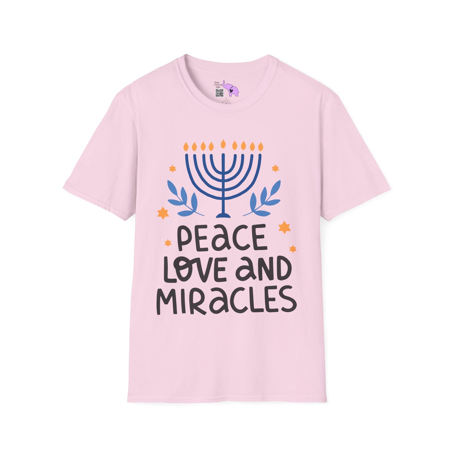 Hanukkah Peace Love & Miracles 1 Adult T-shirt