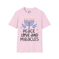 Hanukkah Peace Love & Miracles 1 Adult T-shirt