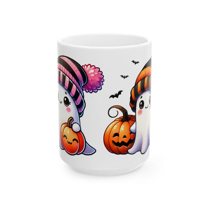 Cute Ghost Ceramic Mug, (11oz, 15oz)