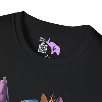 Halloween Stitch in Tree w/Pumpkins Adult T-shirt