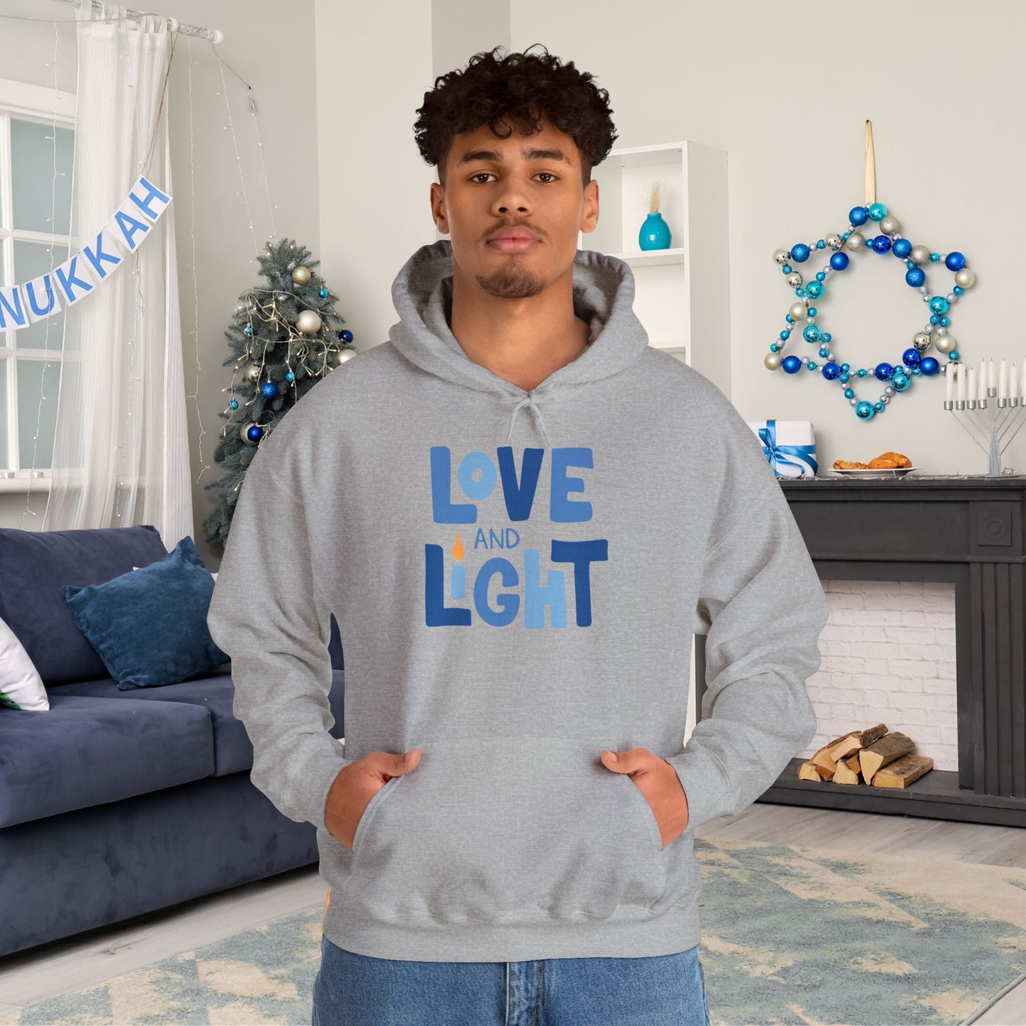 Hanukkah Love & Light 2 Adult Heavy Blend™ Hooded Sweatshirt