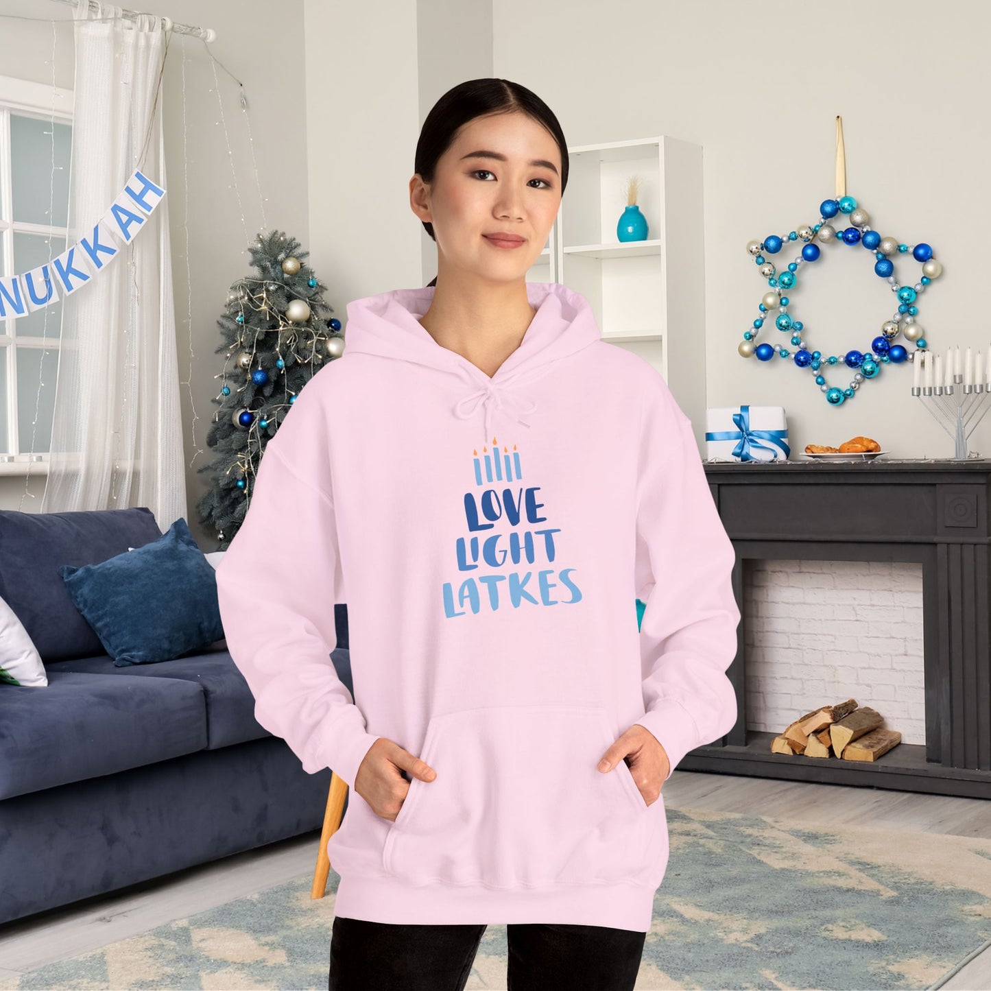 Hanukkah Love Light Latkes Adult Heavy Blend™ Hooded Sweatshirt