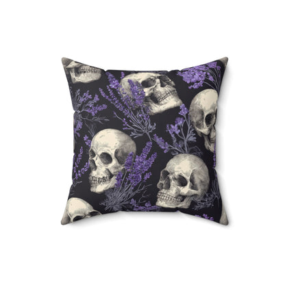 Midnight Lavender Skulls Throw Pillow