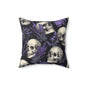 Midnight Lavender Skulls Throw Pillow