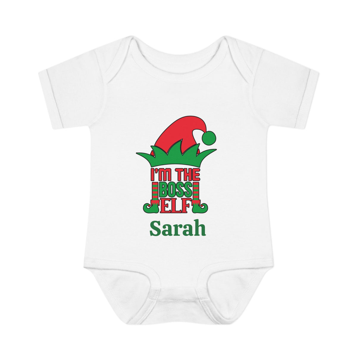 I'm The Boss Elf Personalized Infant Baby Rib Bodysuit