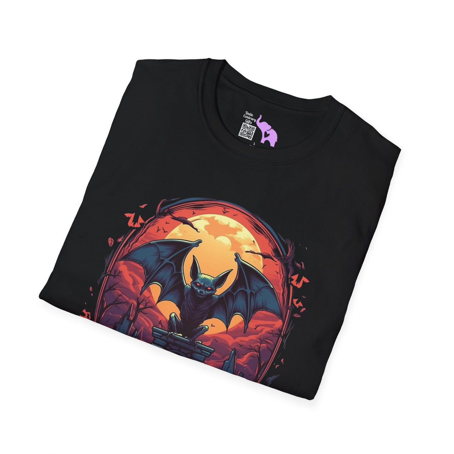 Creepy Bats Over Moon 14 Adult T-shirt