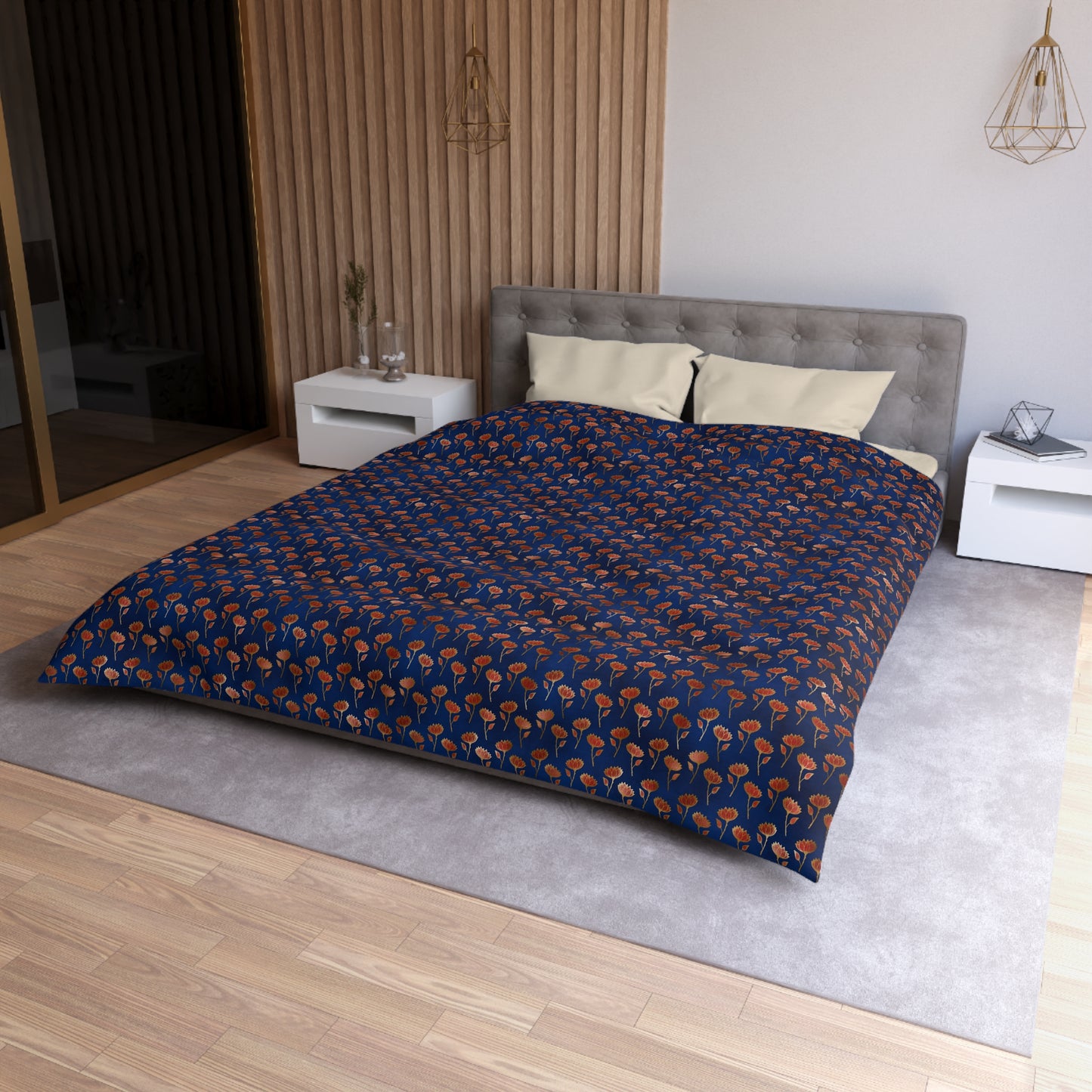 Crimson Luxe Petals Microfiber Duvet Cover