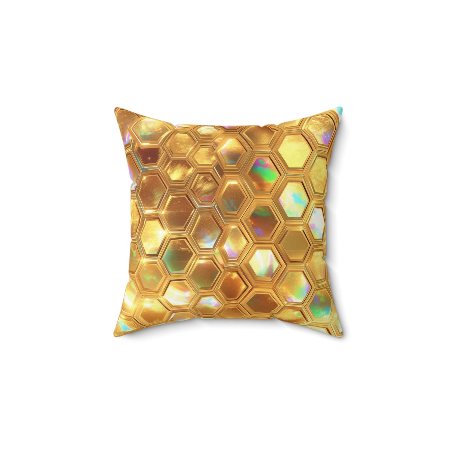 Golden Prism Grid Throw Pillow