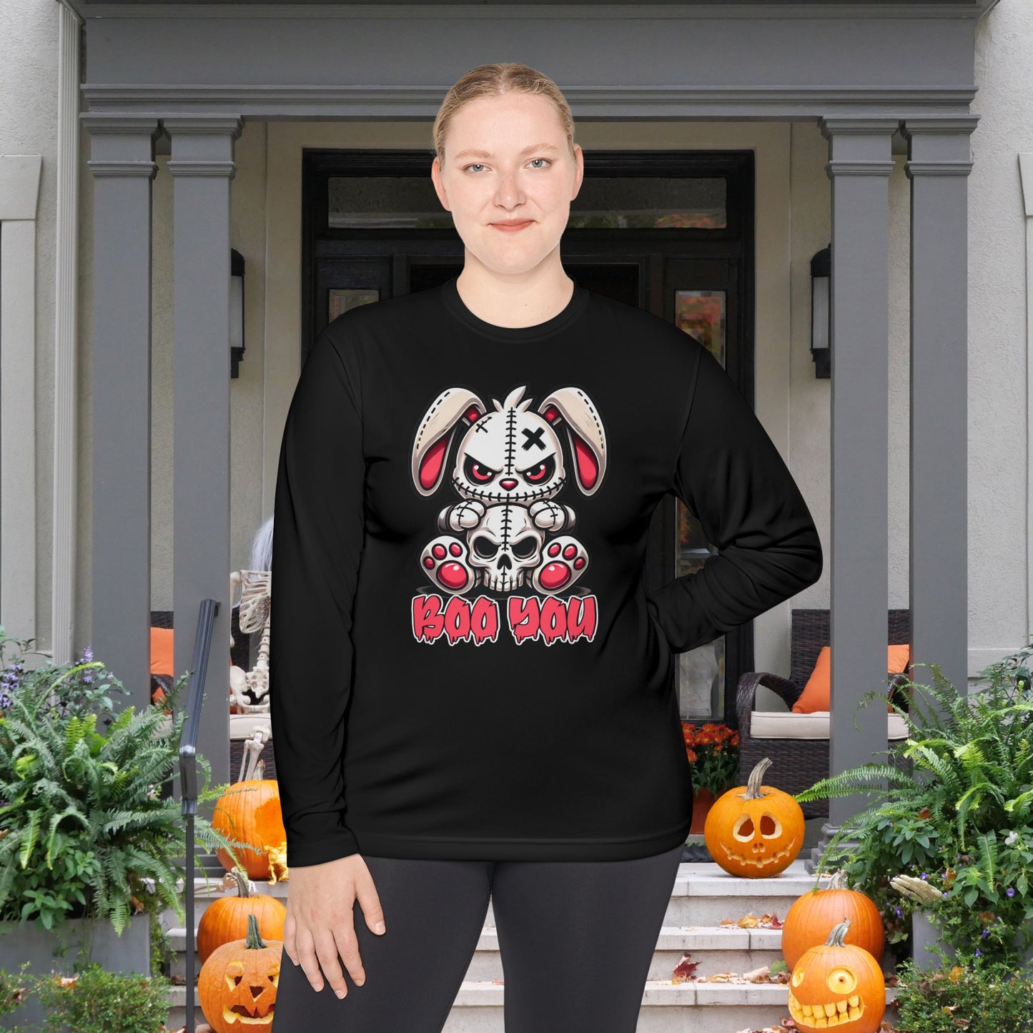 Boo You (Voodoo Bunny w/Skull) Adult Long Sleeve Tee