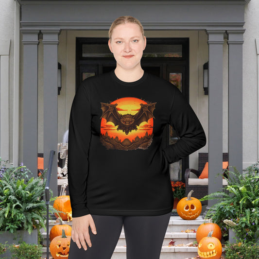 Creepy Bats Over Moon 4 Adult Long Sleeve Tee