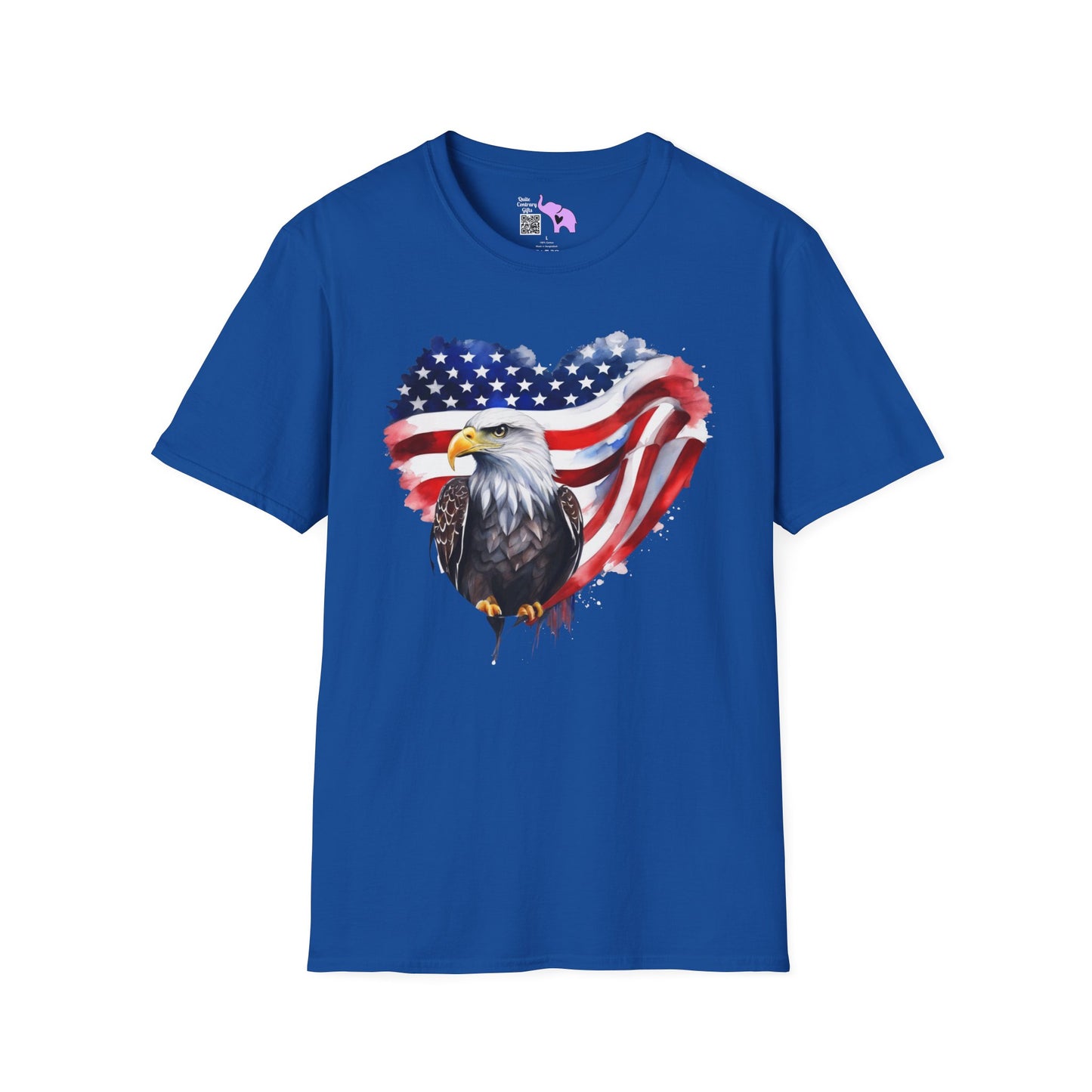 American Flag Heart w/Eagle Adult T-shirt