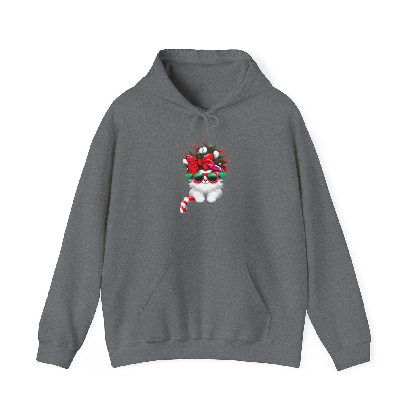 White Candy Cane Kitten Adult Heavy Blend™ Hoodie