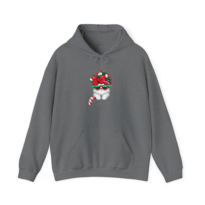 White Candy Cane Kitten Adult Heavy Blend™ Hoodie