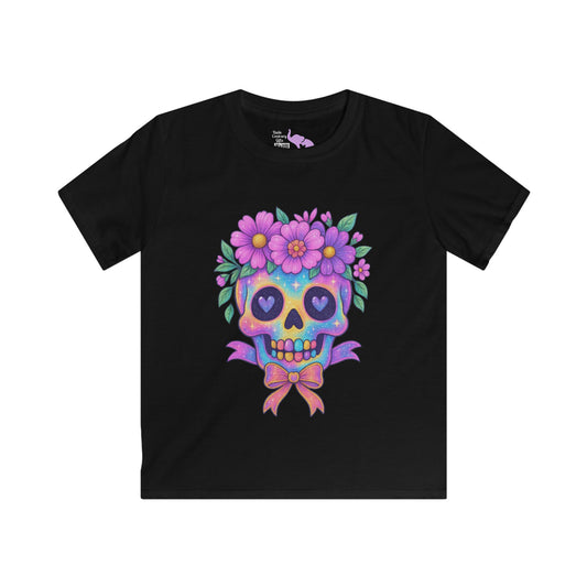 Neon Sugar Skull w/Floral Crown Youth Softstyle Tee