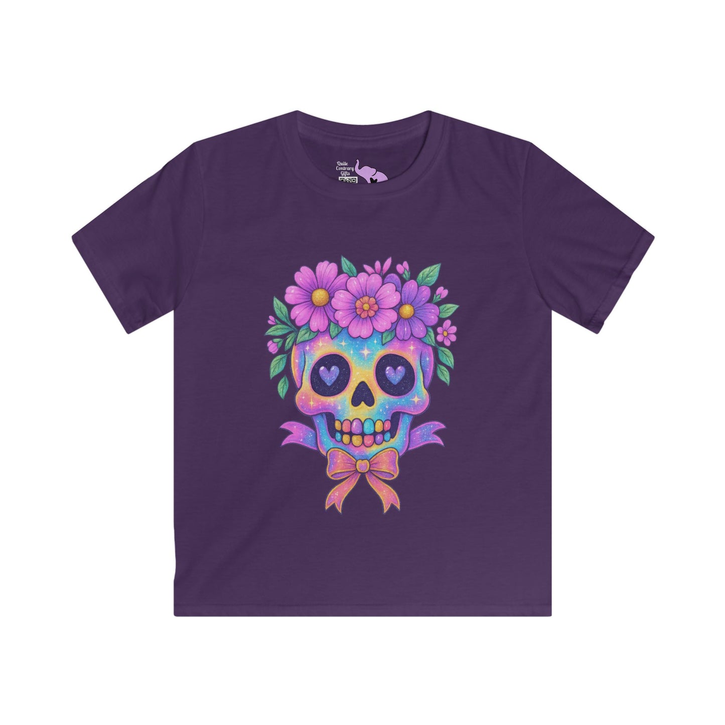 Neon Sugar Skull w/Floral Crown Youth Softstyle Tee