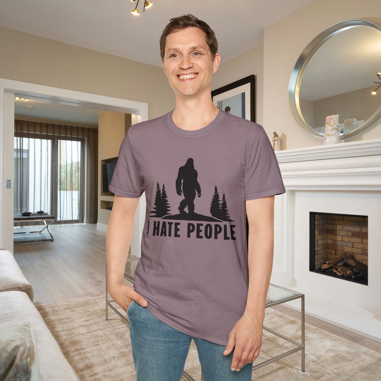 Bigfoot: I Hate People Adult T-shirt