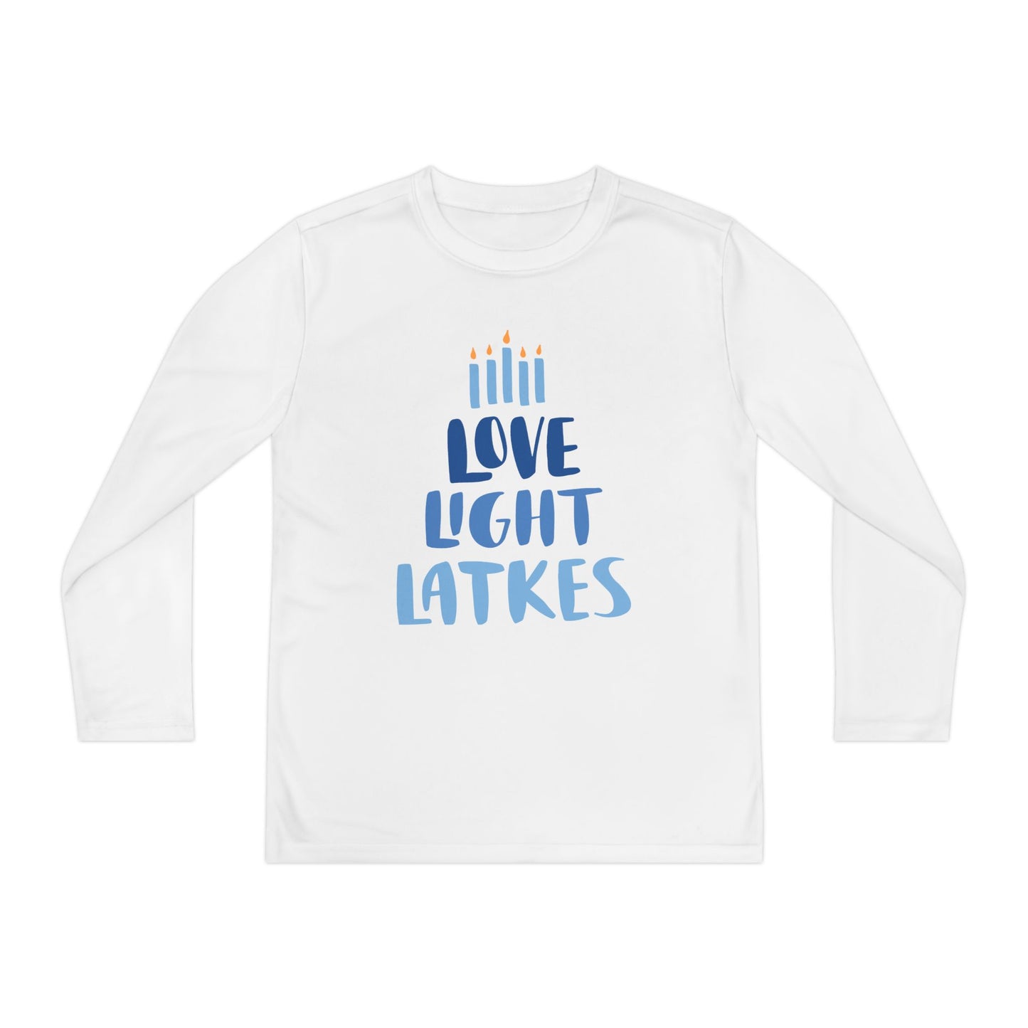Hanukkah Love Light Latkes Youth Long Sleeve Tee
