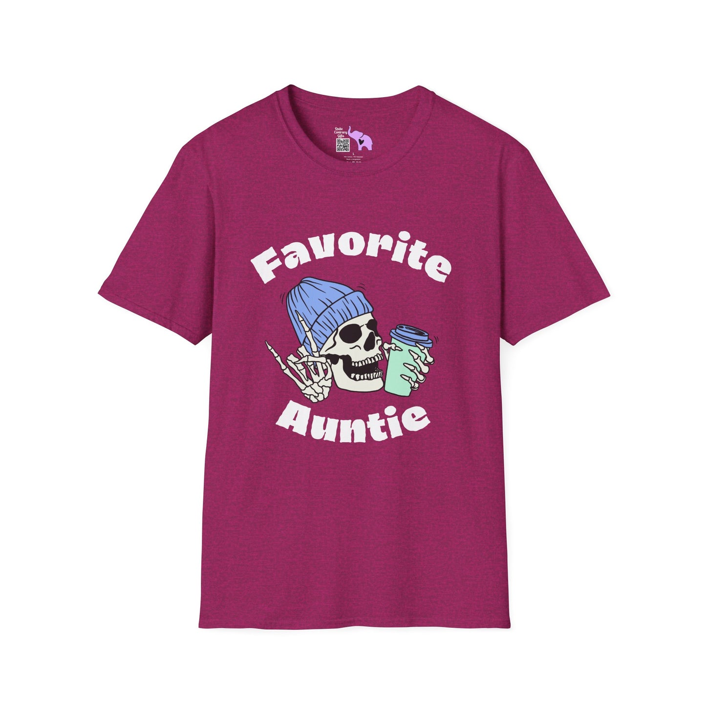 Favorite Auntie Skull Green/Blue Adult T-shirt