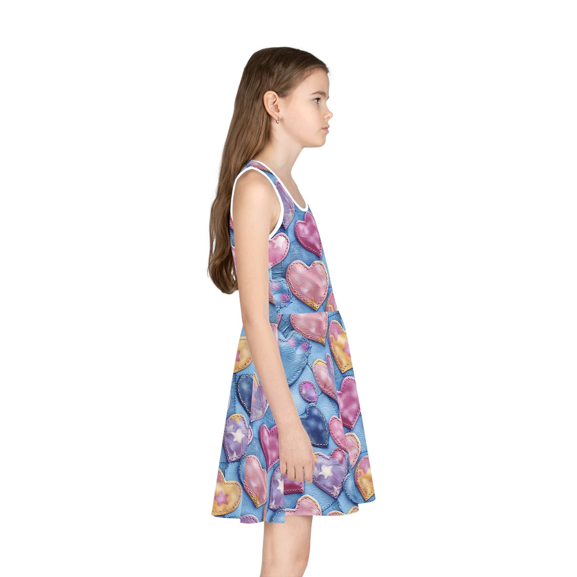 Color Pop Stitched Hearts Girls' Sleeveless Sundress