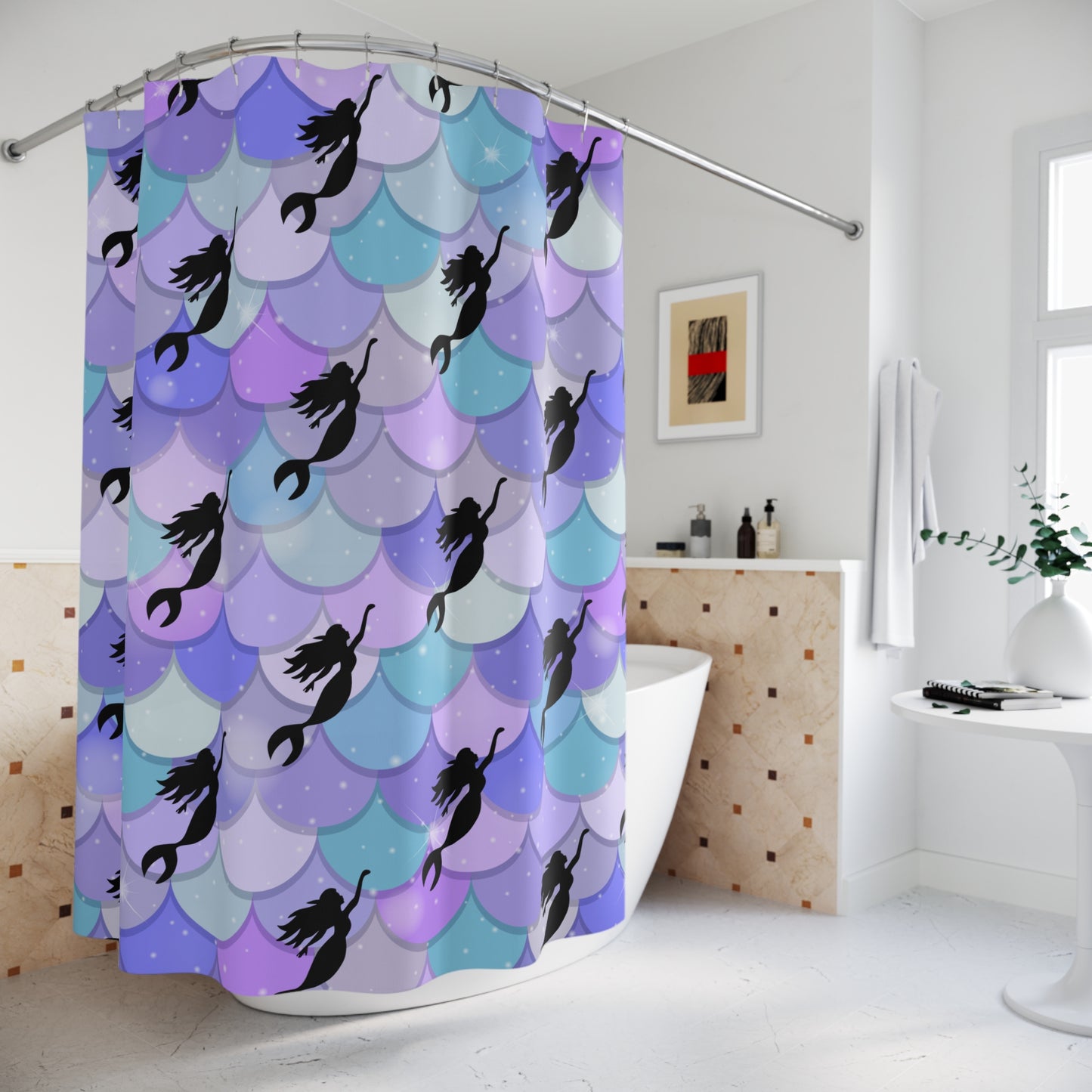 Mermaid w/Pink/Purple Scales Shower Curtain