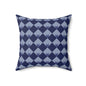 Diamond Bloom-Navy & Periwinkle Throw Pillow