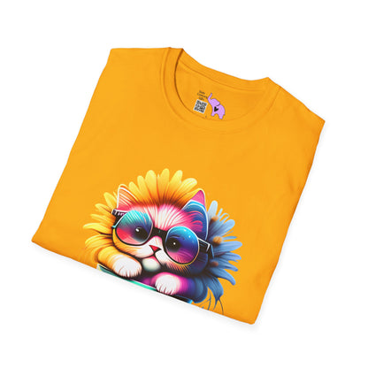Cool Sunflower Kitten 2 Adult T-shirt