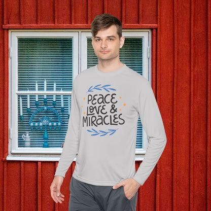 Hanukkah Peace Love & Miracles 2 Adult Long Sleeve Tee