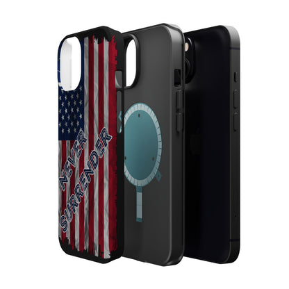 Never Surrender American Flag MagSafe® Compatible Tough Case for iPhone