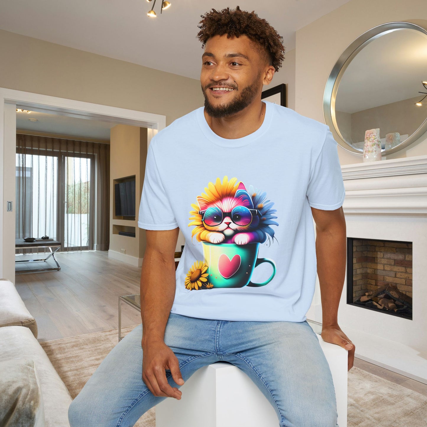 Cool Sunflower Kitten 2 Adult T-shirt