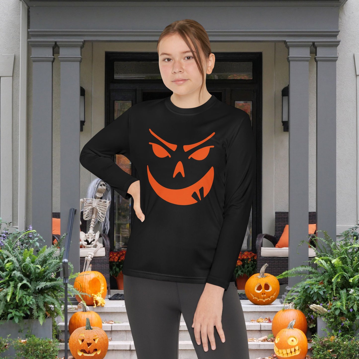Goofy Grin Jack-O-Lantern Youth Long Sleeve Tee