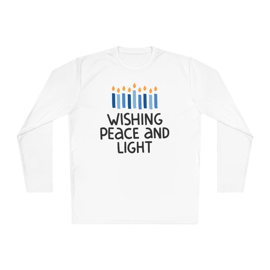 Hanukkah Wishing Peace & Light Adult Long Sleeve Tee