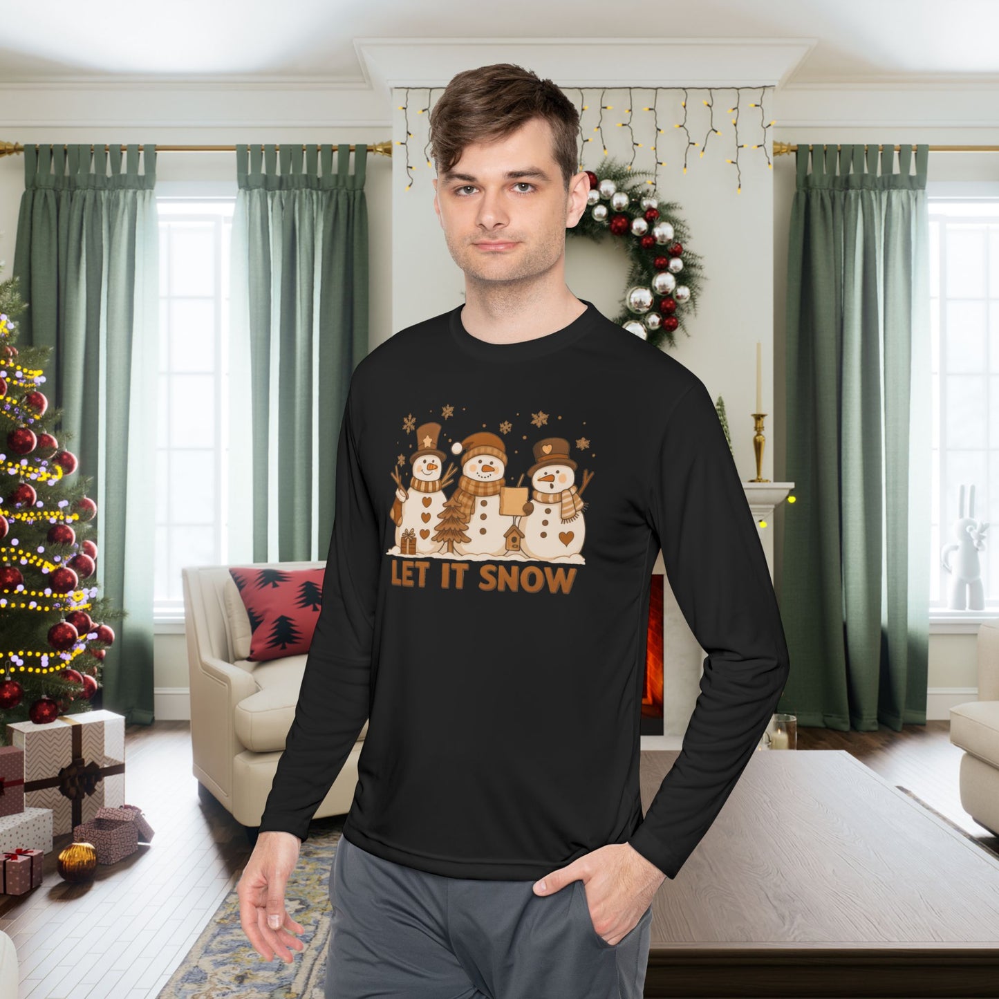 Let It Snow (Snowmen Trio) Adult Long Sleeve Tee