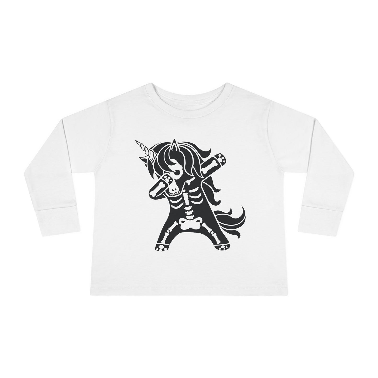 Dabbing Unicorn Skeleton Toddler Long Sleeve Tee