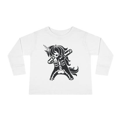 Dabbing Unicorn Skeleton Toddler Long Sleeve Tee