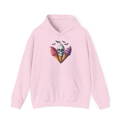 Spooky Ice Cream Cones Skull w/Bats Heavy Blend™ Hooded Sweatshirt