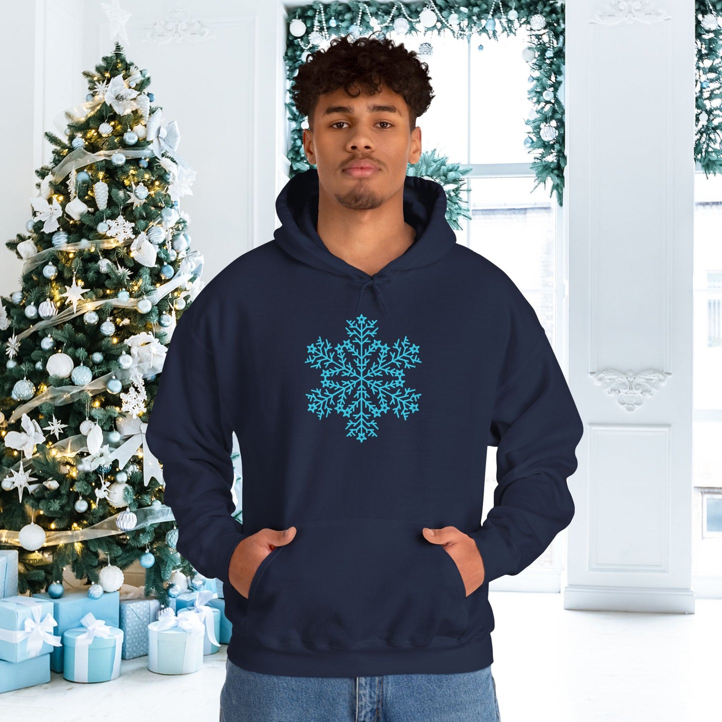 Large Snowflake Adult Heavy Blend™ Hooded Sweatshirt