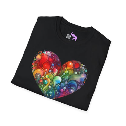 Color Burst Heart Adult T-shirt