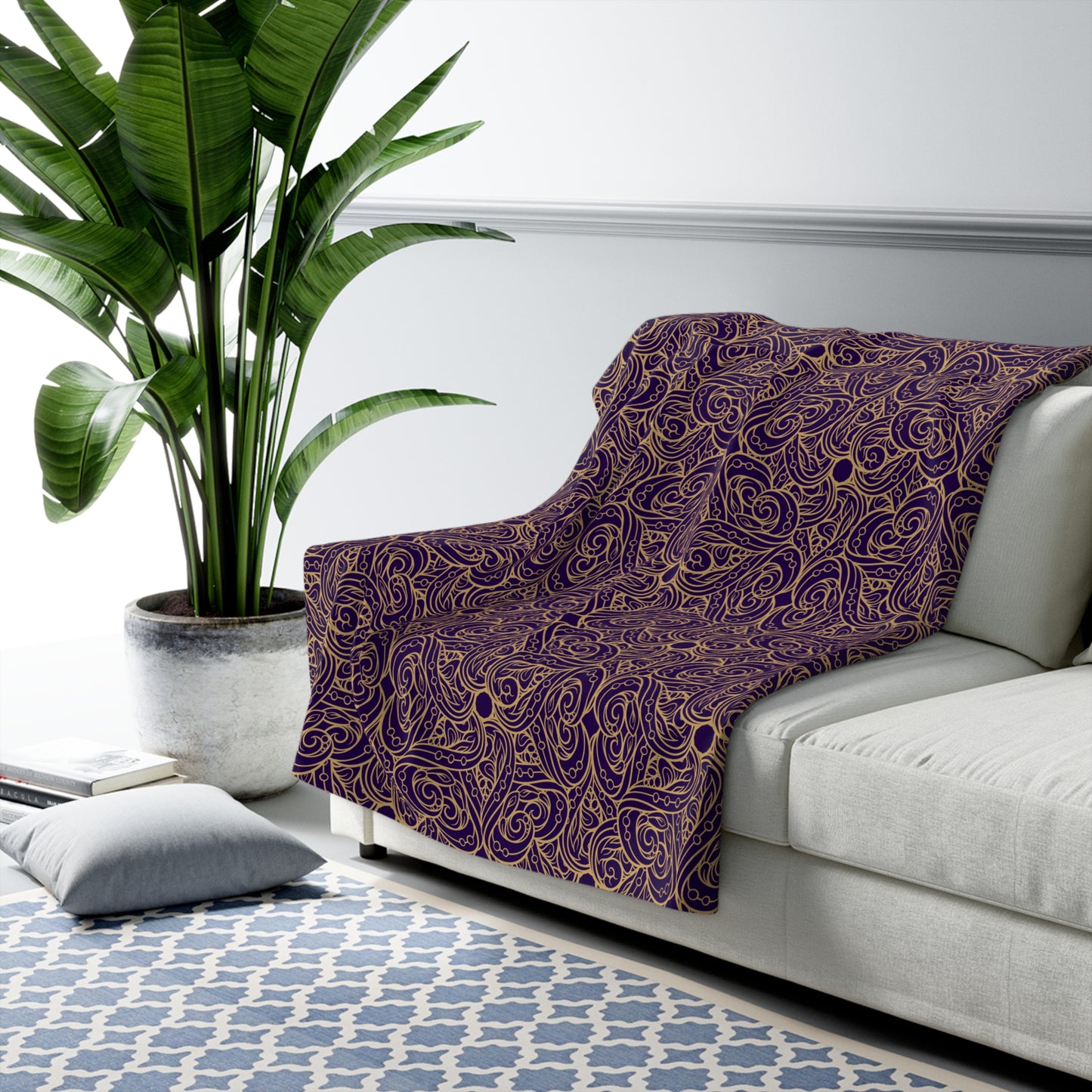 Oriental Purple/Gold Floral Basic Bedding Set