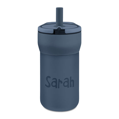 Personalized Kids 12oz Leakproof Straw Tumbler — Engraved Name Water Bottle