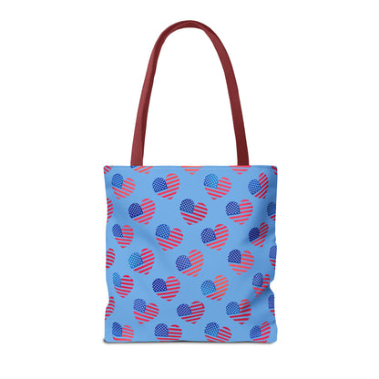 American Flag Hearts Canvas Tote Bag
