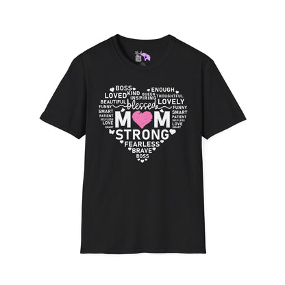 Mom Strong (Heart) Adult T-shirt