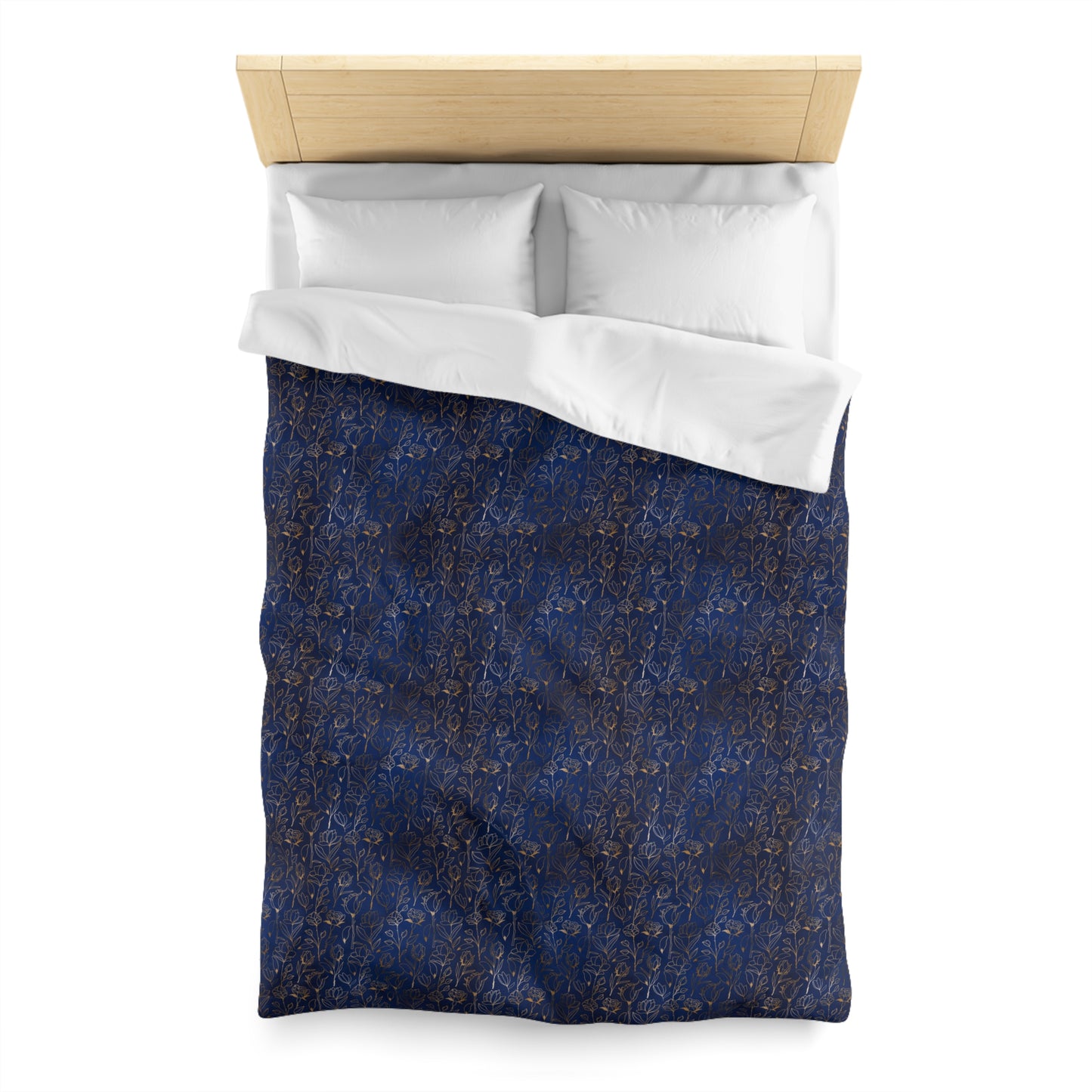 Sapphire Gilded Garden Microfiber Duvet Cover