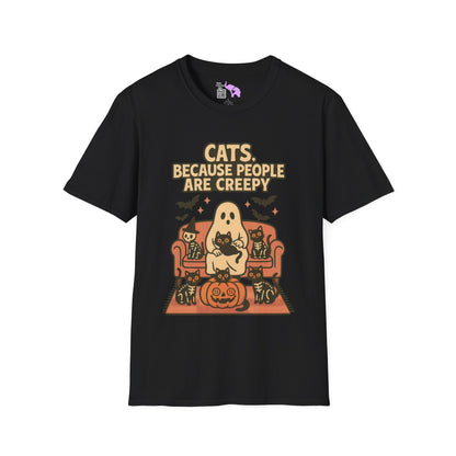 Cats, Because People Are Creepy (Halloween) Adult T-shirt