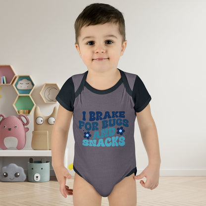 I Brake For Bugs and Snacks Infant Baby Rib Bodysuit