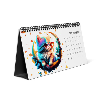 Colorful Kittens Simplex Desk Calendar (2025 grid)